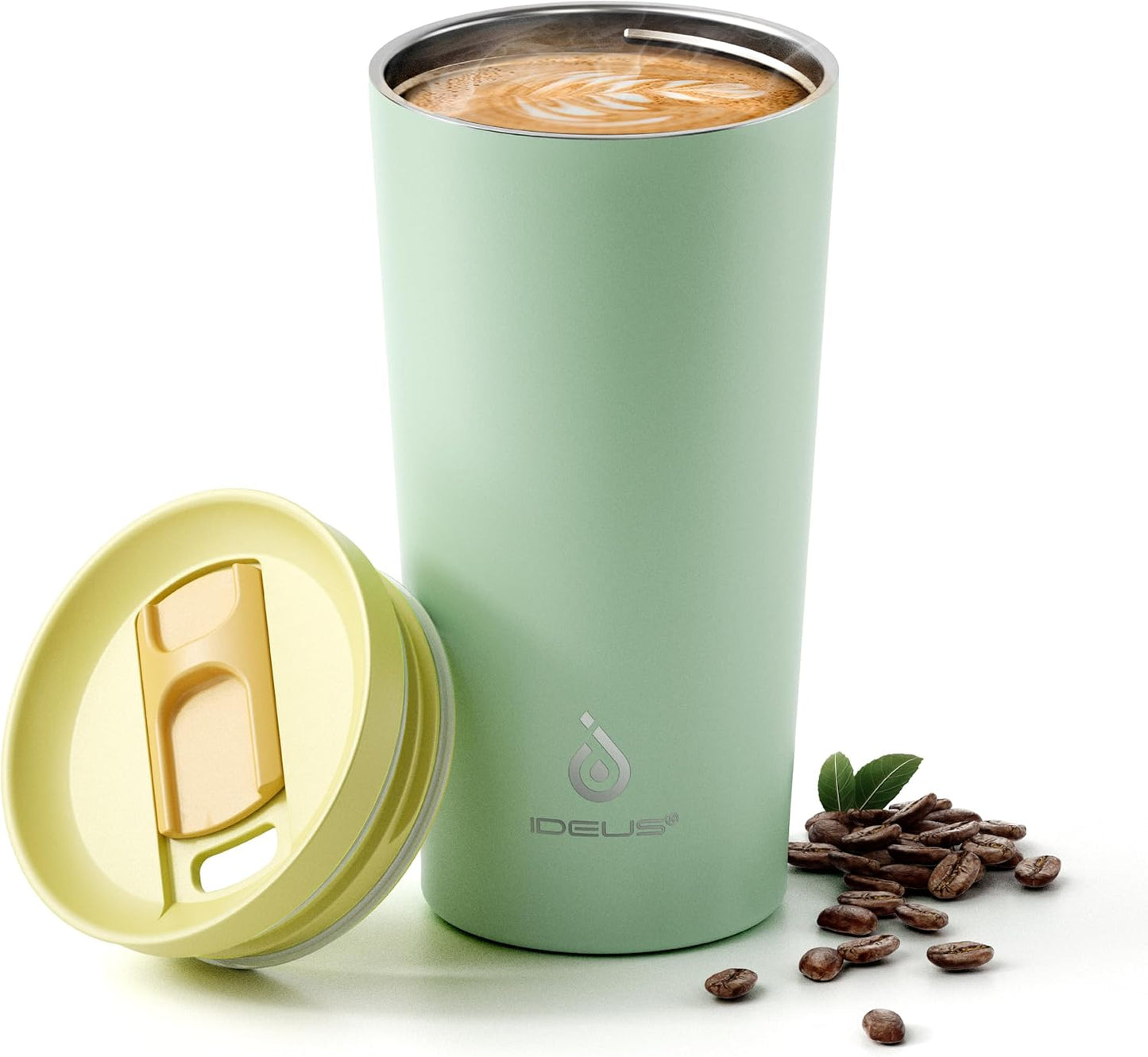 17 oz Travel Coffee Mug, Double Wall Vacuum Stainless Steel Insulated Coffee Tumbler With Lid, Splash-Proof & Cup Holder Friendly, Keeps Drinks Hot/Cold, Dishwasher Safe, Celadon