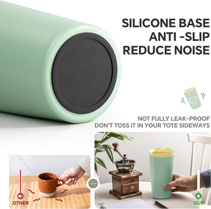 17 oz Travel Coffee Mug, Double Wall Vacuum Stainless Steel Insulated Coffee Tumbler With Lid, Splash-Proof & Cup Holder Friendly, Keeps Drinks Hot/Cold, Dishwasher Safe, Celadon