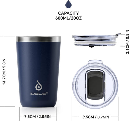 17 oz Travel Coffee Mug, Double Wall Vacuum Stainless Steel Insulated Coffee Tumbler With Lid, Splash-Proof & Cup Holder Friendly, Keeps Drinks Hot/Cold, Dishwasher Safe, Celadon