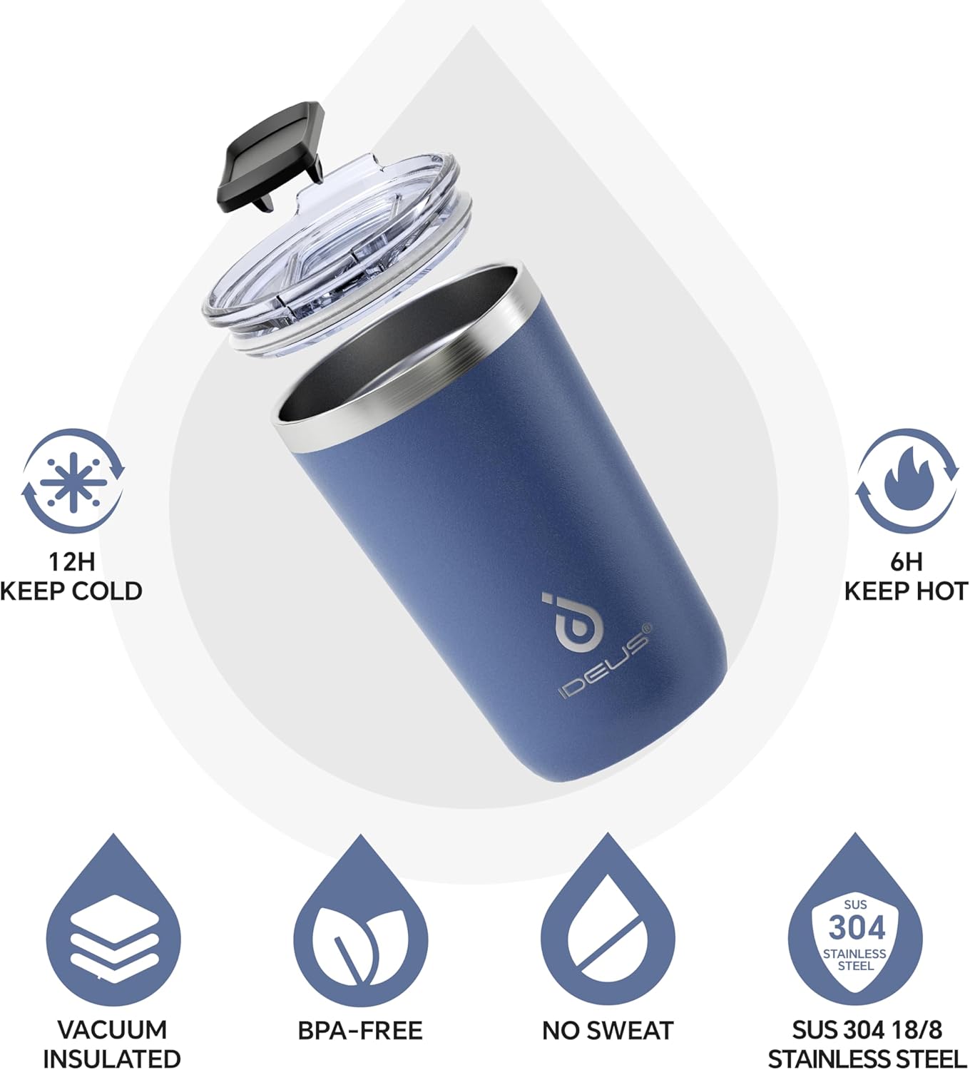 17 oz Travel Coffee Mug, Double Wall Vacuum Stainless Steel Insulated Coffee Tumbler With Lid, Splash-Proof & Cup Holder Friendly, Keeps Drinks Hot/Cold, Dishwasher Safe, Celadon