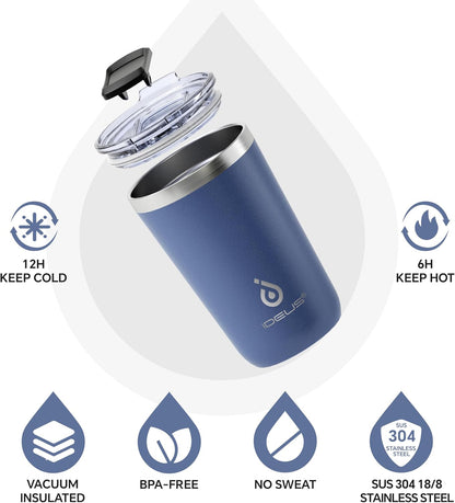17 oz Travel Coffee Mug, Double Wall Vacuum Stainless Steel Insulated Coffee Tumbler With Lid, Splash-Proof & Cup Holder Friendly, Keeps Drinks Hot/Cold, Dishwasher Safe, Celadon