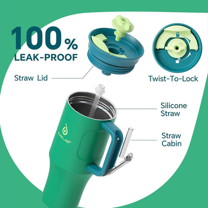 17 oz Travel Coffee Mug, Double Wall Vacuum Stainless Steel Insulated Coffee Tumbler With Lid, Splash-Proof & Cup Holder Friendly, Keeps Drinks Hot/Cold, Dishwasher Safe, Celadon