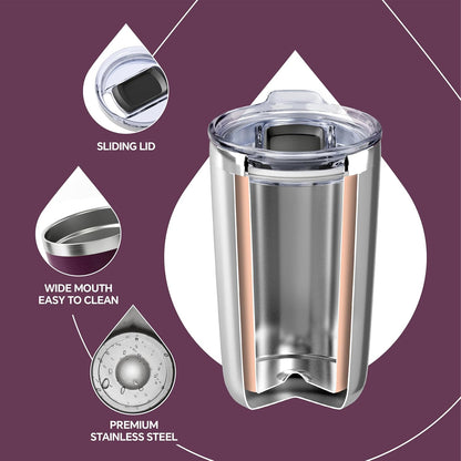 17 oz Travel Coffee Mug, Double Wall Vacuum Stainless Steel Insulated Coffee Tumbler With Lid, Splash-Proof & Cup Holder Friendly, Keeps Drinks Hot/Cold, Dishwasher Safe, Celadon