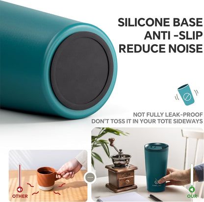 17 oz Travel Coffee Mug, Double Wall Vacuum Stainless Steel Insulated Coffee Tumbler With Lid, Splash-Proof & Cup Holder Friendly, Keeps Drinks Hot/Cold, Dishwasher Safe, Celadon