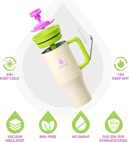 17 oz Travel Coffee Mug, Double Wall Vacuum Stainless Steel Insulated Coffee Tumbler With Lid, Splash-Proof & Cup Holder Friendly, Keeps Drinks Hot/Cold, Dishwasher Safe, Celadon