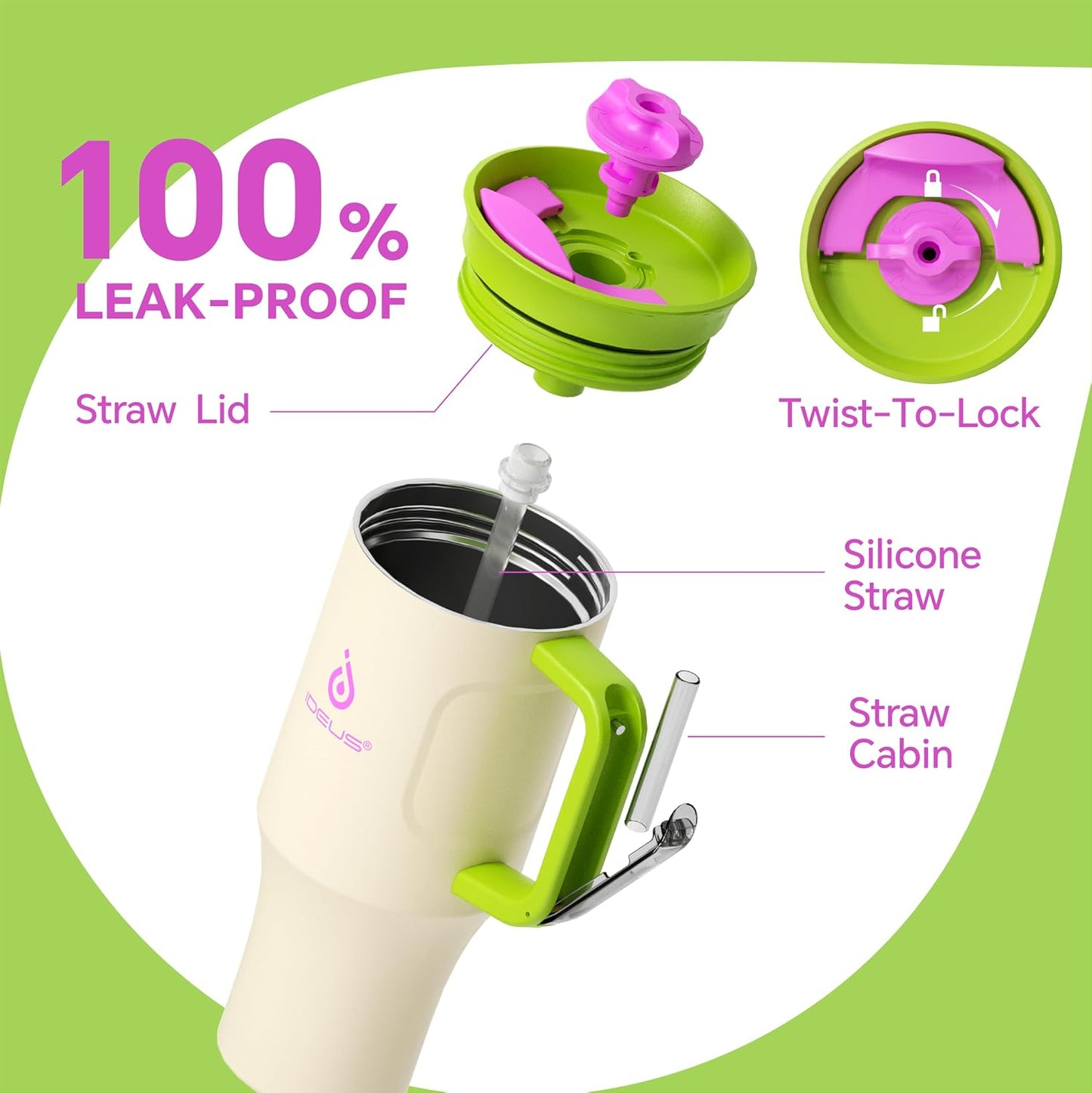 17 oz Travel Coffee Mug, Double Wall Vacuum Stainless Steel Insulated Coffee Tumbler With Lid, Splash-Proof & Cup Holder Friendly, Keeps Drinks Hot/Cold, Dishwasher Safe, Celadon