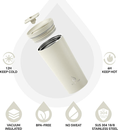 17 oz Travel Coffee Mug, Double Wall Vacuum Stainless Steel Insulated Coffee Tumbler With Lid, Splash-Proof & Cup Holder Friendly, Keeps Drinks Hot/Cold, Dishwasher Safe, Celadon