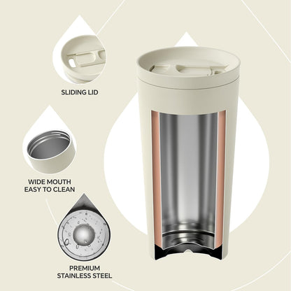 17 oz Travel Coffee Mug, Double Wall Vacuum Stainless Steel Insulated Coffee Tumbler With Lid, Splash-Proof & Cup Holder Friendly, Keeps Drinks Hot/Cold, Dishwasher Safe, Celadon