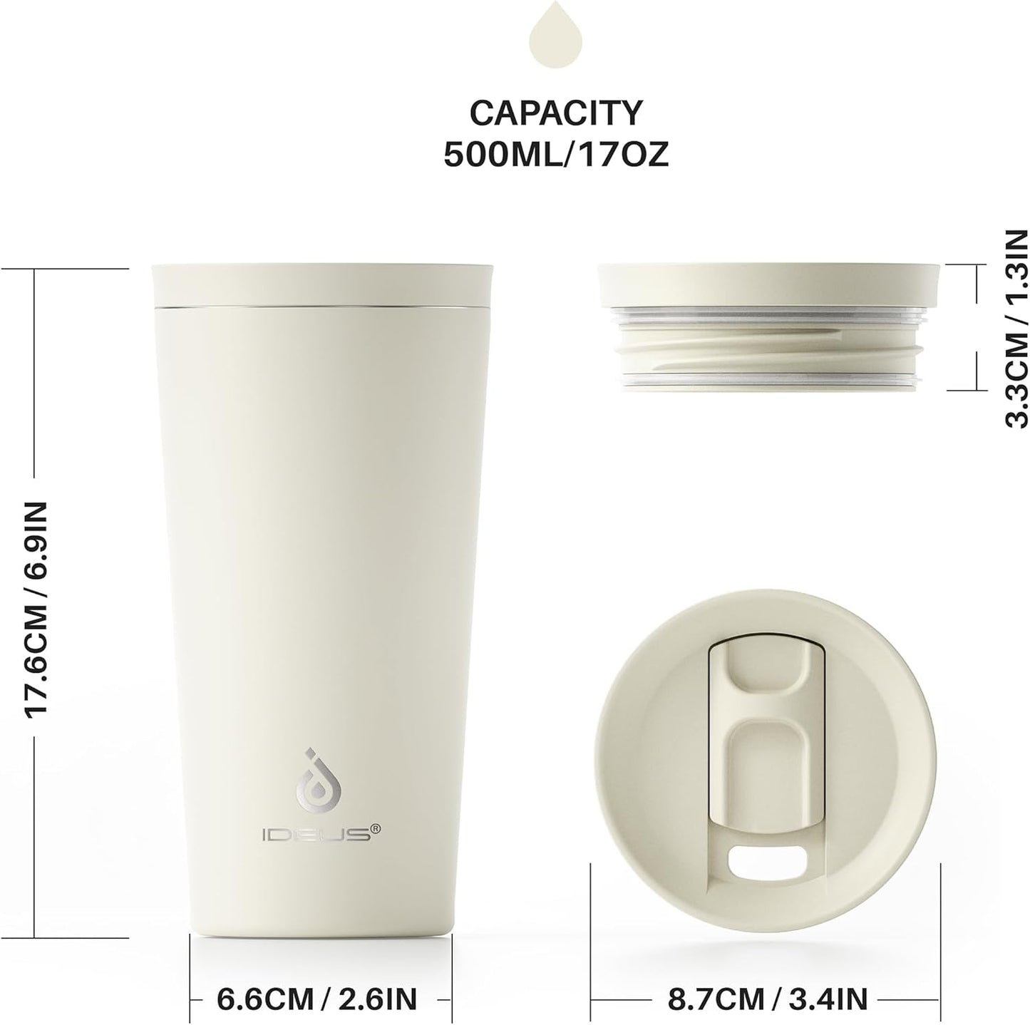 17 oz Travel Coffee Mug, Double Wall Vacuum Stainless Steel Insulated Coffee Tumbler With Lid, Splash-Proof & Cup Holder Friendly, Keeps Drinks Hot/Cold, Dishwasher Safe, Celadon