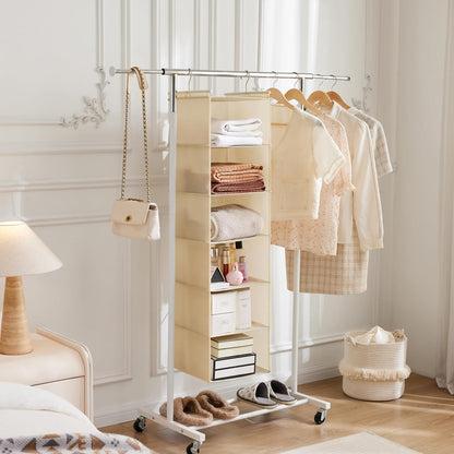 6 Tier Hanging Closet Organizer with 2 Sturdy Hooks, Grey