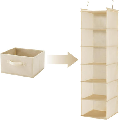 6 Tier Hanging Closet Organizer with 2 Sturdy Hooks, Grey