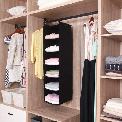 6 Tier Hanging Closet Organizer with 2 Sturdy Hooks, Grey