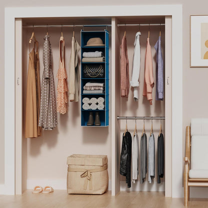 6 Tier Hanging Closet Organizer with 2 Sturdy Hooks, Grey
