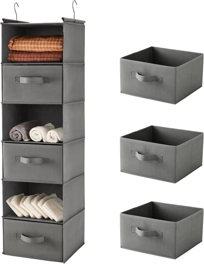 6 Tier Hanging Closet Organizer with 2 Sturdy Hooks, Grey