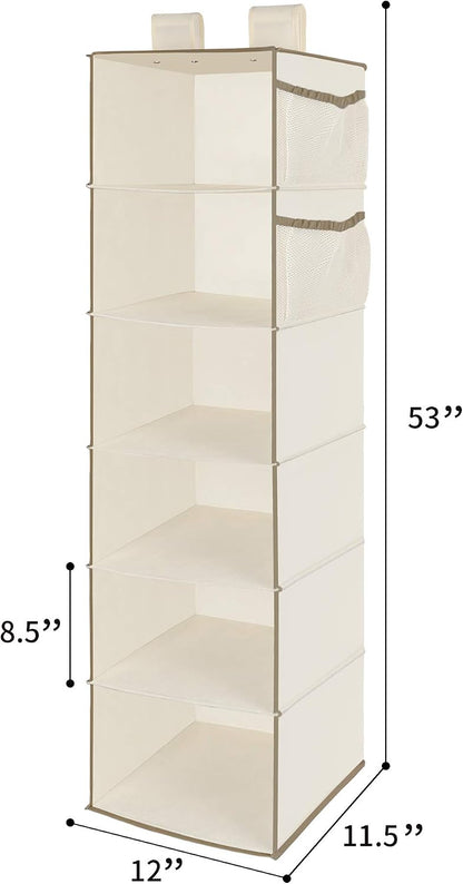 6 Tier Hanging Closet Organizer with 2 Sturdy Hooks, Grey