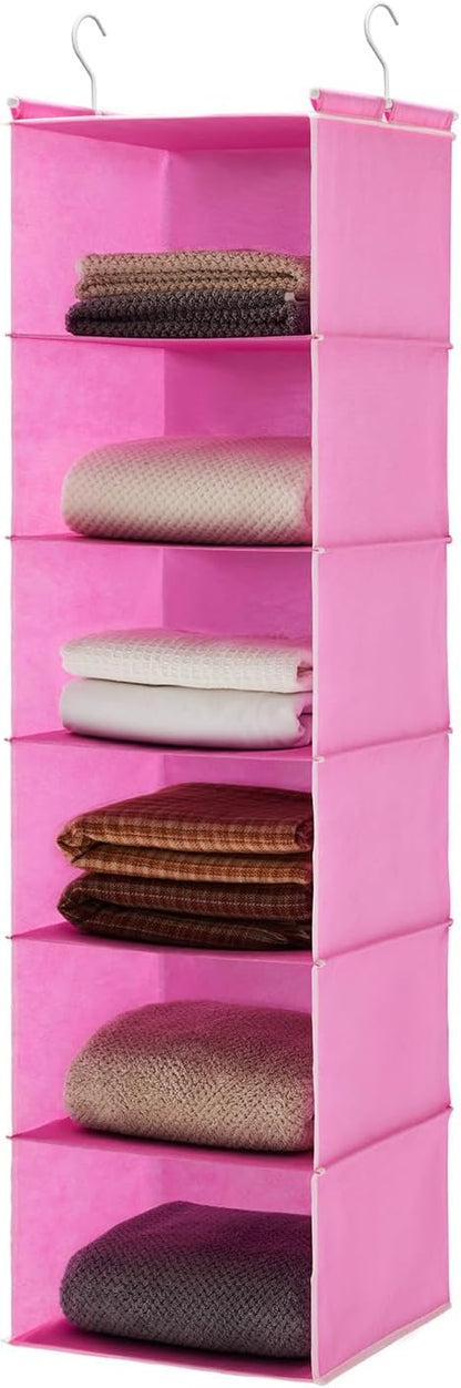 6 Tier Hanging Closet Organizer with 2 Sturdy Hooks, Grey