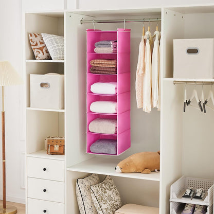 6 Tier Hanging Closet Organizer with 2 Sturdy Hooks, Grey