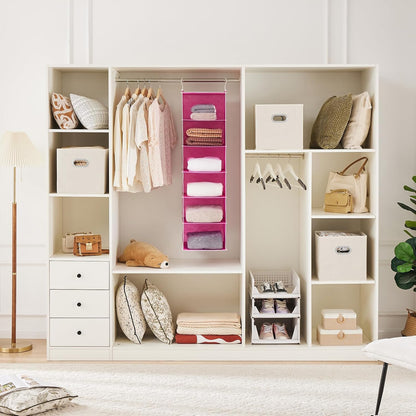 6 Tier Hanging Closet Organizer with 2 Sturdy Hooks, Grey