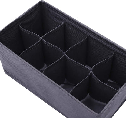 6 Pack Foldable Cloth Storage Box Closet Dresser Drawer Organizer Fabric Baskets Bins Containers Divider for Clothes Underwear Socks Lingerie Clothing, Dark Grey 00-0600
