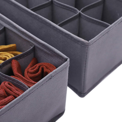 6 Pack Foldable Cloth Storage Box Closet Dresser Drawer Organizer Fabric Baskets Bins Containers Divider for Clothes Underwear Socks Lingerie Clothing, Dark Grey 00-0600