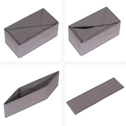 6 Pack Foldable Cloth Storage Box Closet Dresser Drawer Organizer Fabric Baskets Bins Containers Divider for Clothes Underwear Socks Lingerie Clothing, Dark Grey 00-0600