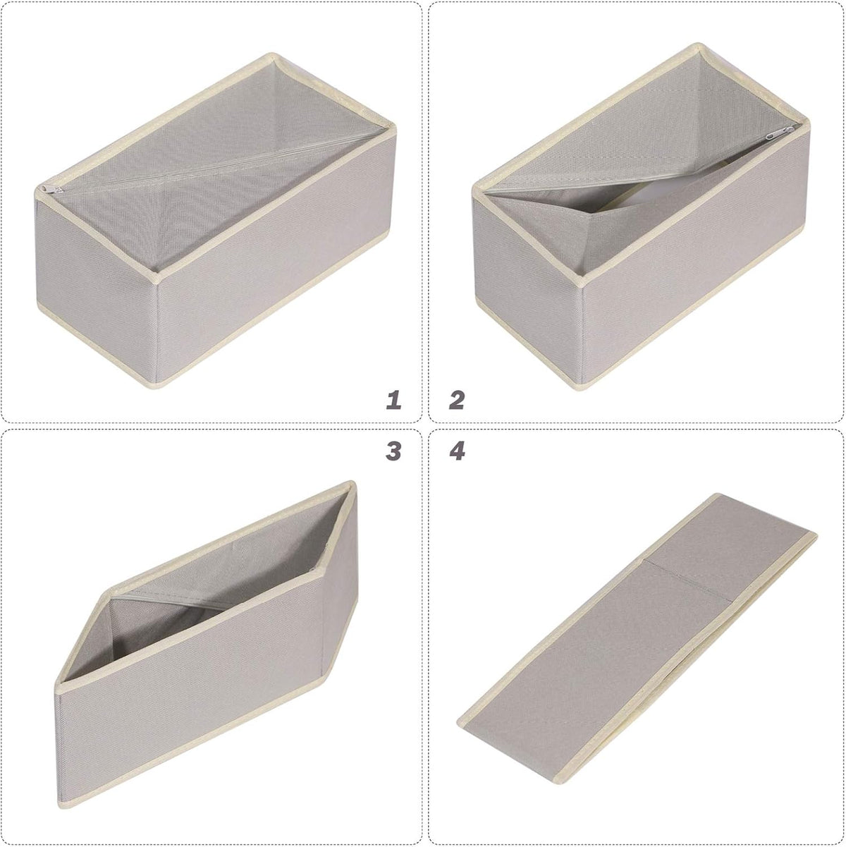 6 Pack Foldable Cloth Storage Box Closet Dresser Drawer Organizer Fabric Baskets Bins Containers Divider for Clothes Underwear Socks Lingerie Clothing, Dark Grey 00-0600