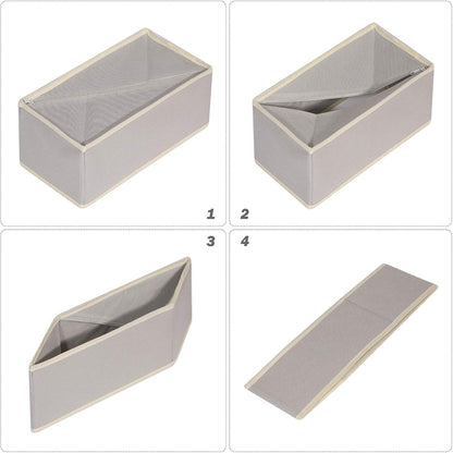 6 Pack Foldable Cloth Storage Box Closet Dresser Drawer Organizer Fabric Baskets Bins Containers Divider for Clothes Underwear Socks Lingerie Clothing, Dark Grey 00-0600