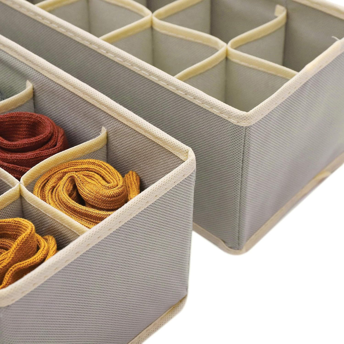 6 Pack Foldable Cloth Storage Box Closet Dresser Drawer Organizer Fabric Baskets Bins Containers Divider for Clothes Underwear Socks Lingerie Clothing, Dark Grey 00-0600
