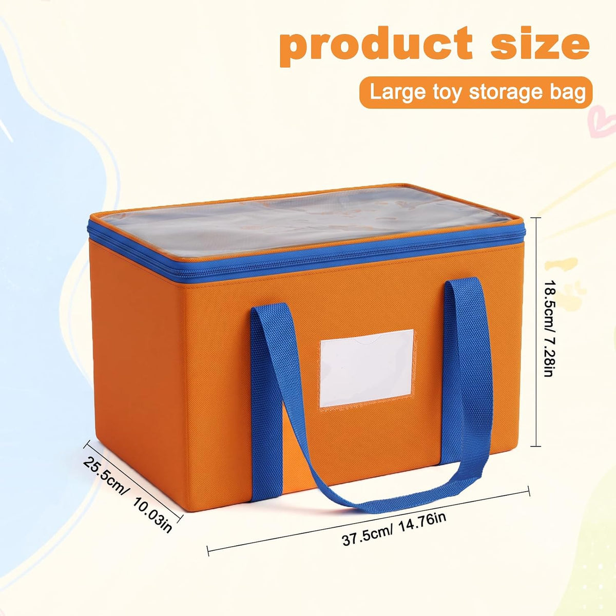 Magnetic Tiles Storage Bags, Clear Toy Organizer with Labels & Mesh Pockets, Durable Oxford Fabric, Portable Zipper Storage, Blocks, Puzzles, Travel & Home Organization (1Large)