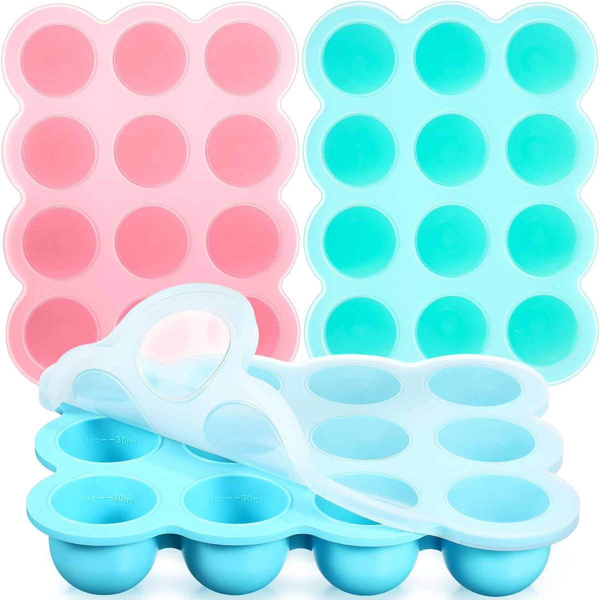 3 Pcs Baby Food Storage Container 12 Cup Silicone Baby Food Freezer Tray with Lid Stackable Reusable Silicone Freezer Tray for Vegetable Fruit Puree and Breast Milk(Multicolor)