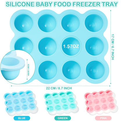 3 Pcs Baby Food Storage Container 12 Cup Silicone Baby Food Freezer Tray with Lid Stackable Reusable Silicone Freezer Tray for Vegetable Fruit Puree and Breast Milk(Multicolor)