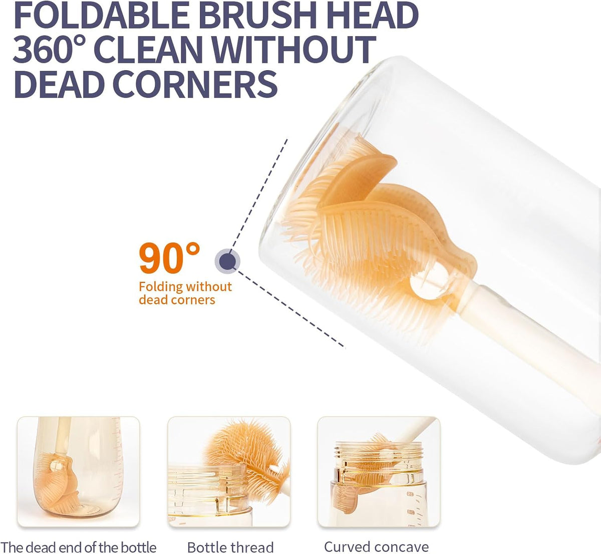 Portable Baby Silicone Bottle Brush Set Include Pacifier Brush, Straw Brush, draining Rack, Portable Box