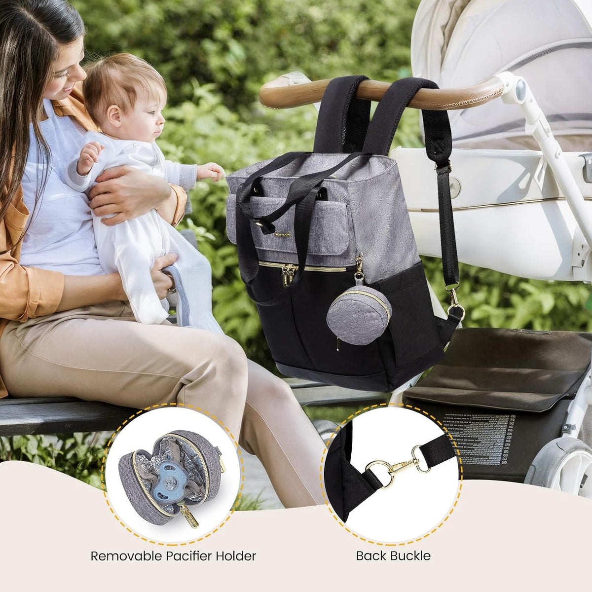 Diaper Bag Backpack,Tote Bag with Insulated Pockets Changing Pad