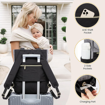 Diaper Bag Backpack,Tote Bag with Insulated Pockets Changing Pad