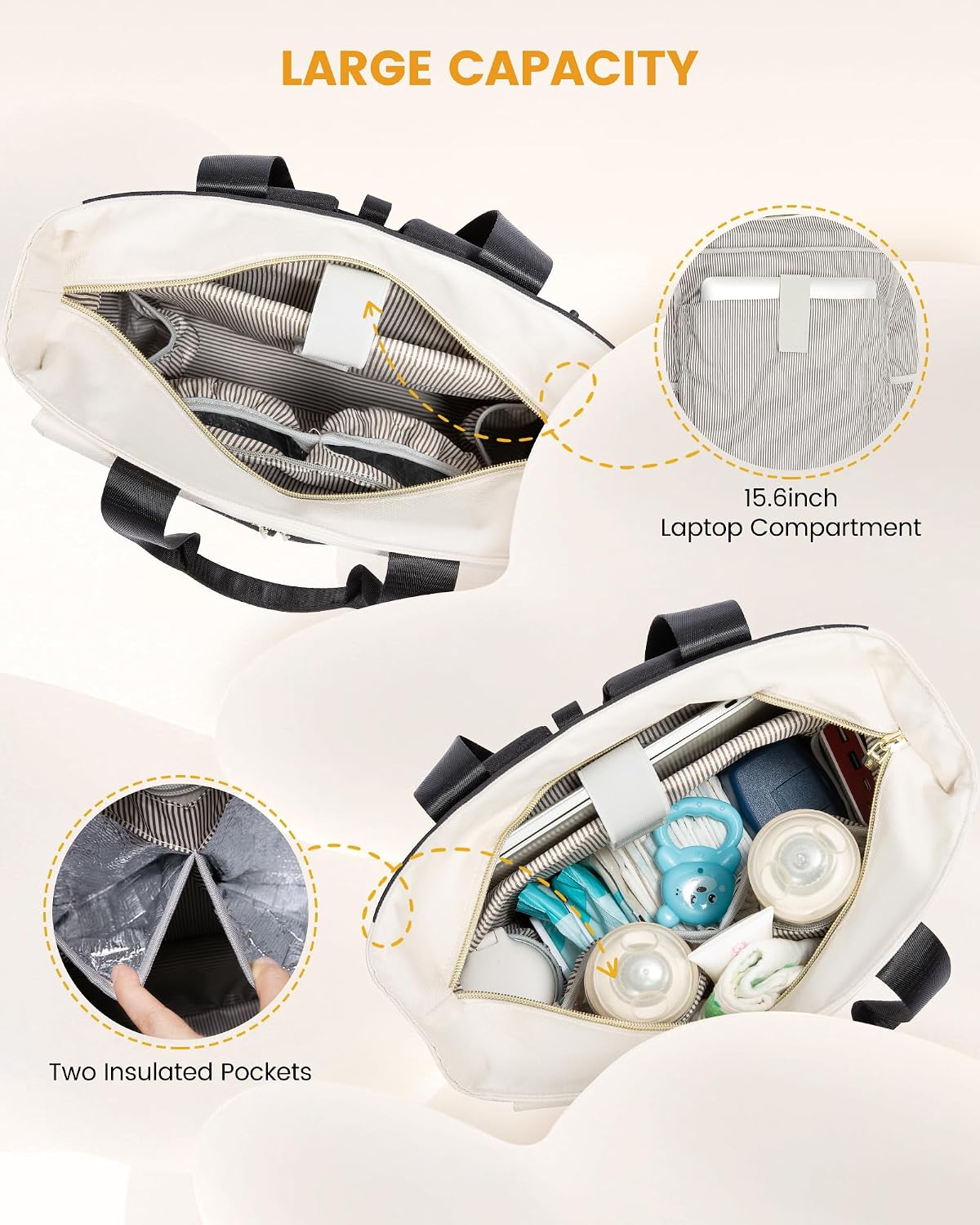 Diaper Bag Backpack,Tote Bag with Insulated Pockets Changing Pad