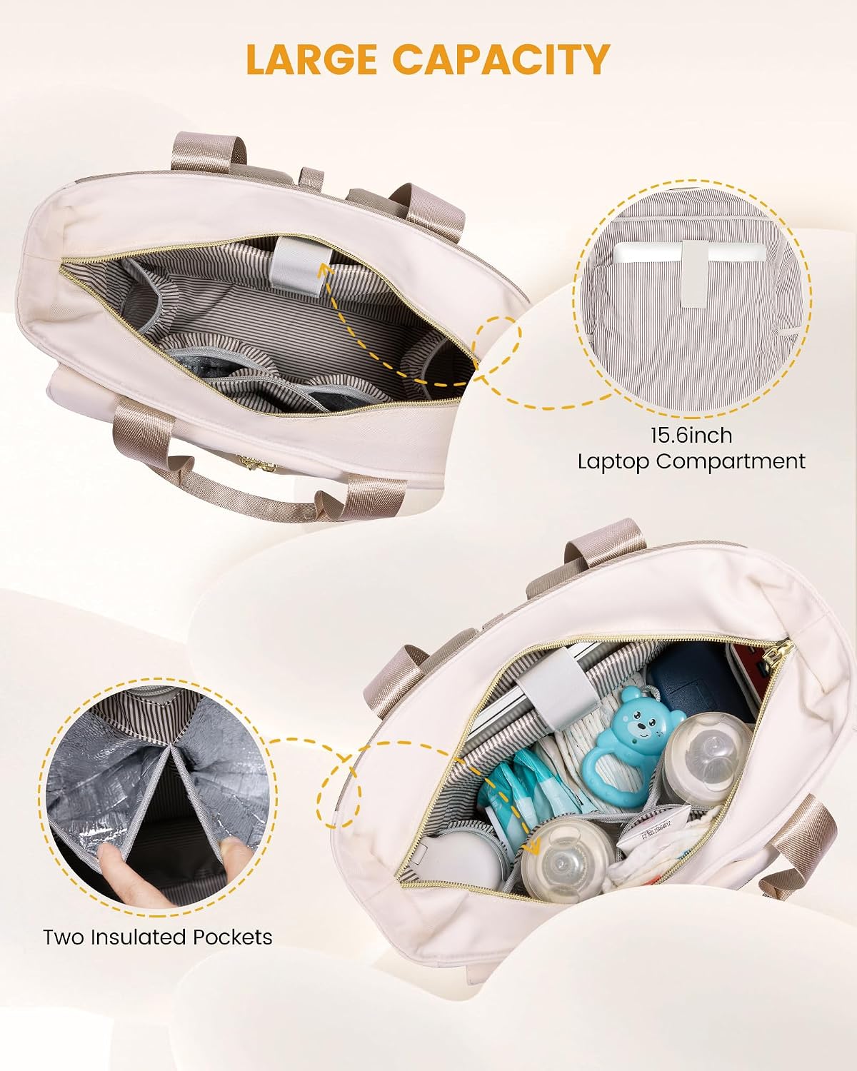 Diaper Bag Backpack,Tote Bag with Insulated Pockets Changing Pad