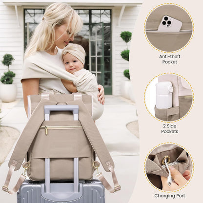 Diaper Bag Backpack,Tote Bag with Insulated Pockets Changing Pad