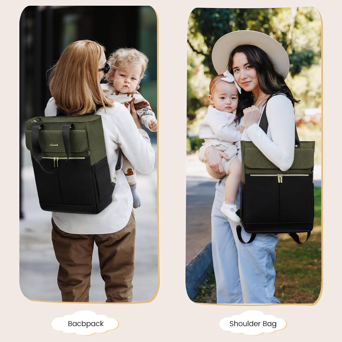 Diaper Bag Backpack,Tote Bag with Insulated Pockets Changing Pad