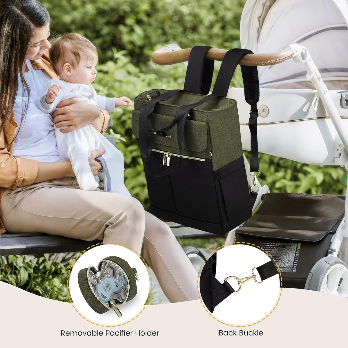 Diaper Bag Backpack,Tote Bag with Insulated Pockets Changing Pad