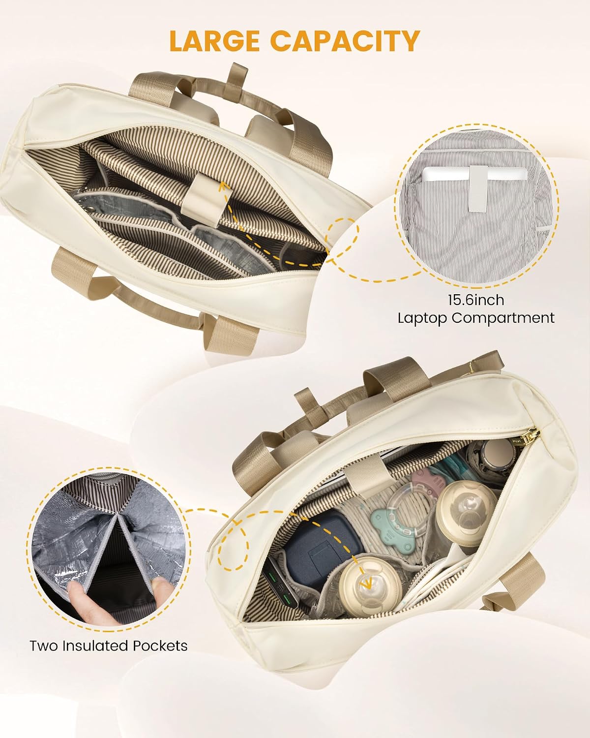 Diaper Bag Backpack,Tote Bag with Insulated Pockets Changing Pad