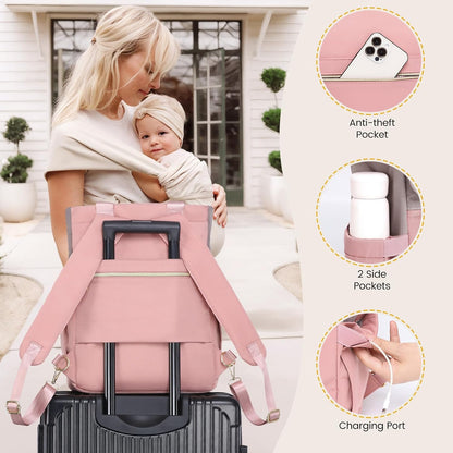 Diaper Bag Backpack,Tote Bag with Insulated Pockets Changing Pad