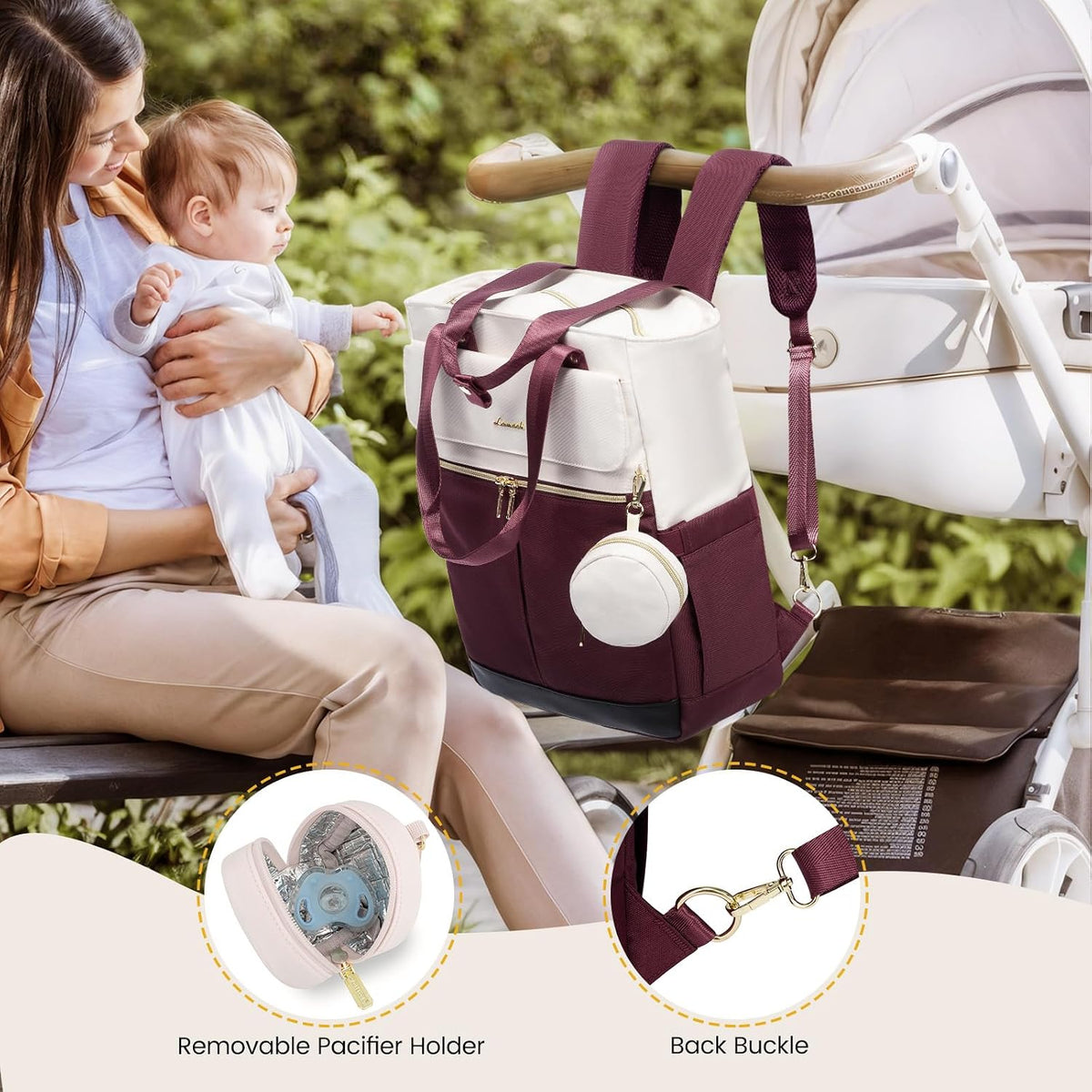 Diaper Bag Backpack,Tote Bag with Insulated Pockets Changing Pad