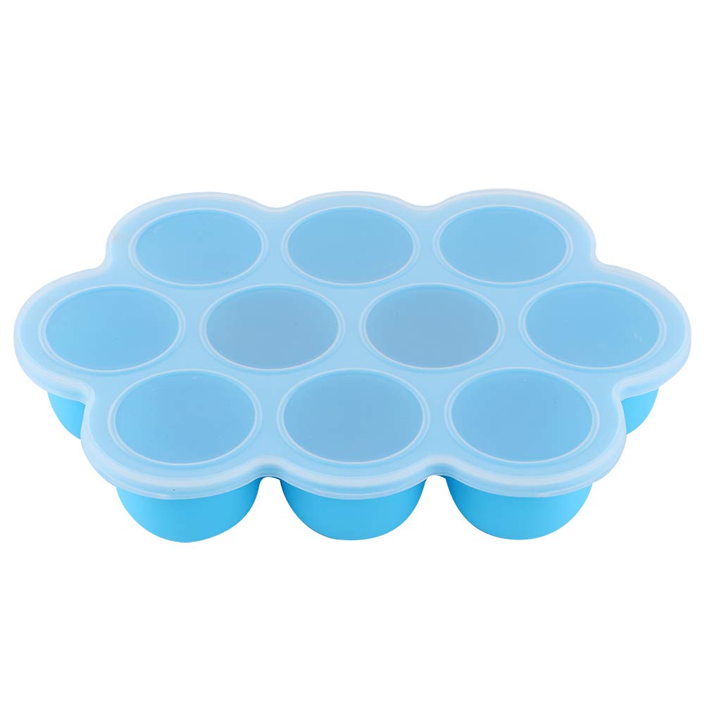 Reusable Silicone Food Freezer Tray with Lid 10 Holes Ideal for Baby Food Making Purple Color (Blue)