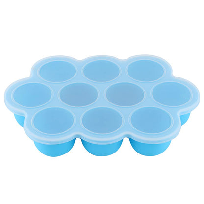 Reusable Silicone Food Freezer Tray with Lid 10 Holes Ideal for Baby Food Making Purple Color (Blue)