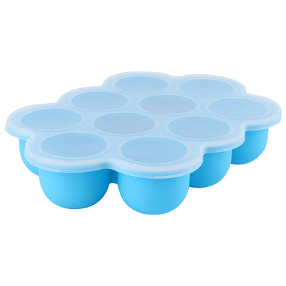 Reusable Silicone Food Freezer Tray with Lid 10 Holes Ideal for Baby Food Making Purple Color (Blue)