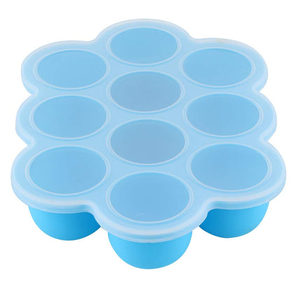Reusable Silicone Food Freezer Tray with Lid 10 Holes Ideal for Baby Food Making Purple Color (Blue)