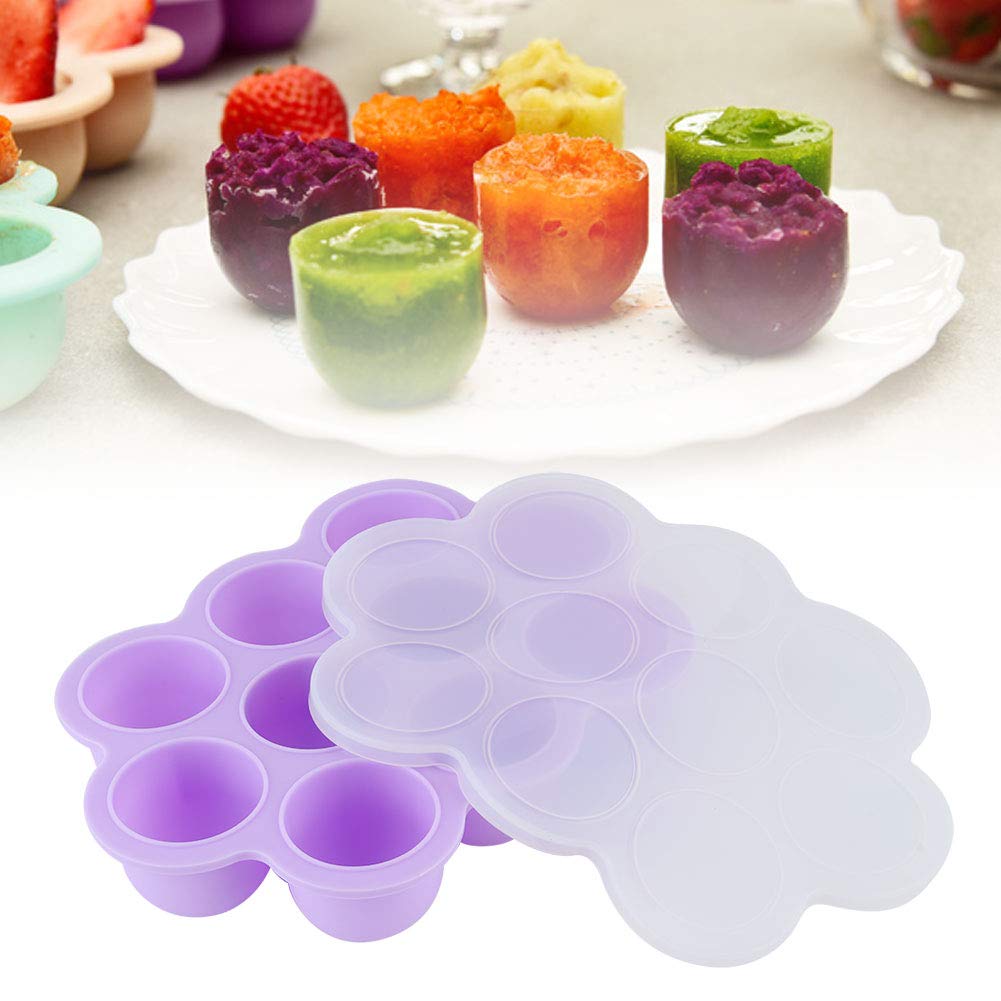Reusable Silicone Food Freezer Tray with Lid 10 Holes Ideal for Baby Food Making Purple Color (Blue)