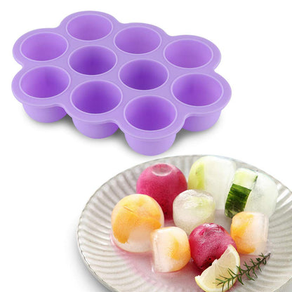Reusable Silicone Food Freezer Tray with Lid 10 Holes Ideal for Baby Food Making Purple Color (Blue)
