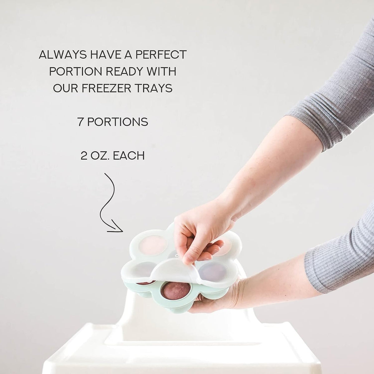 Baby Food Storage Containers - Freezer Safe Tray Silicone Baby Food Freezer Storage Tray Molds Breast Milk Freezer Tray - 2.5 Oz BPA Free with Clip-on Lid for homemade Purees & Breastmilk