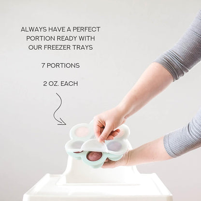 Baby Food Storage Containers - Freezer Safe Tray Silicone Baby Food Freezer Storage Tray Molds Breast Milk Freezer Tray - 2.5 Oz BPA Free with Clip-on Lid for homemade Purees & Breastmilk